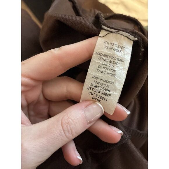 Papaya women's solid chocolate brown High Rise wide leg side split pants Small - Picture 5 of 5